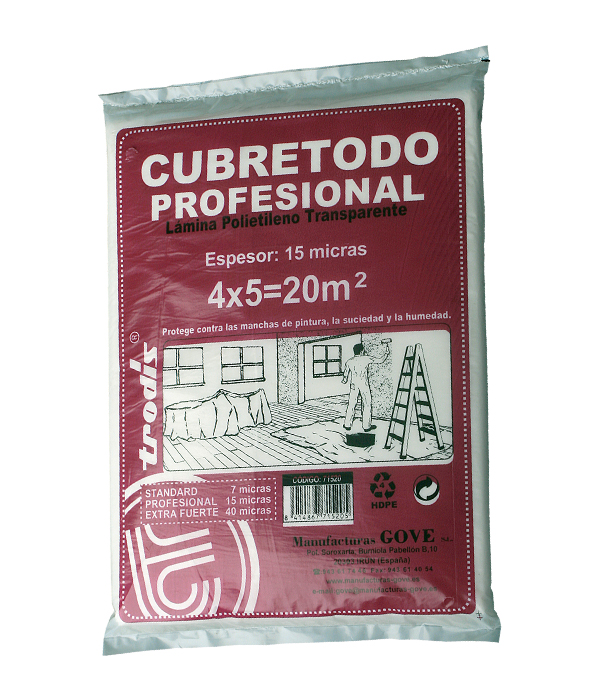 Lámina cubretodo profesional 15 micras - 4x5 m