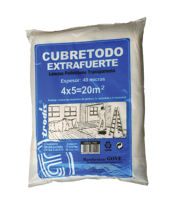Lámina cubretodo extrafuerte 4x5 m 40 micras