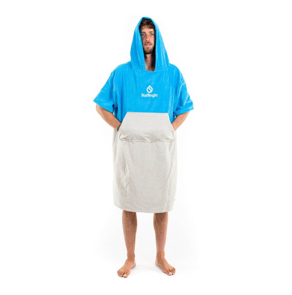 Poncho cyan & grey
