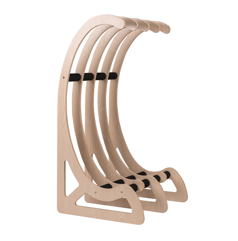 Wooden free standing surfboard rack