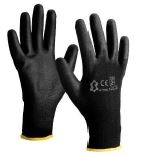 Guante poliéster con PU negro talla 8