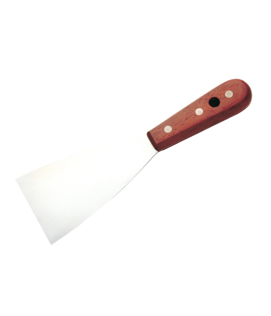 Espátula pintor inox. 3 remaches mango madera 90 mm