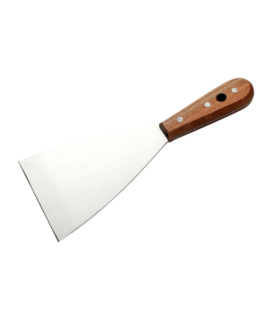 Espátula albañil biselada inox. mango madera 70 mm