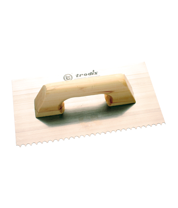 Llana albañil dentada circular 1 lado mango madera 300x160 mm